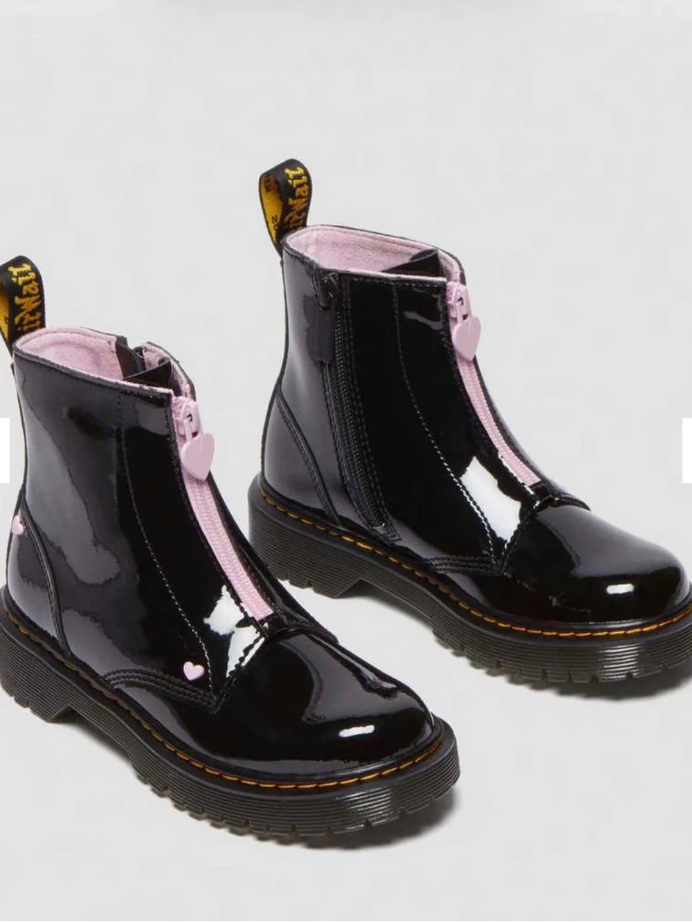 Dr Marten Girls' Black Junior Heart Napa Patent Leather Pull-On Boot Size 2